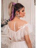 Ivory Lace Wedding Dress With Dusty Rose Lining